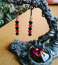 Red & Black Hematirte Gemstone Heart Dangle Earrings - Image 4
