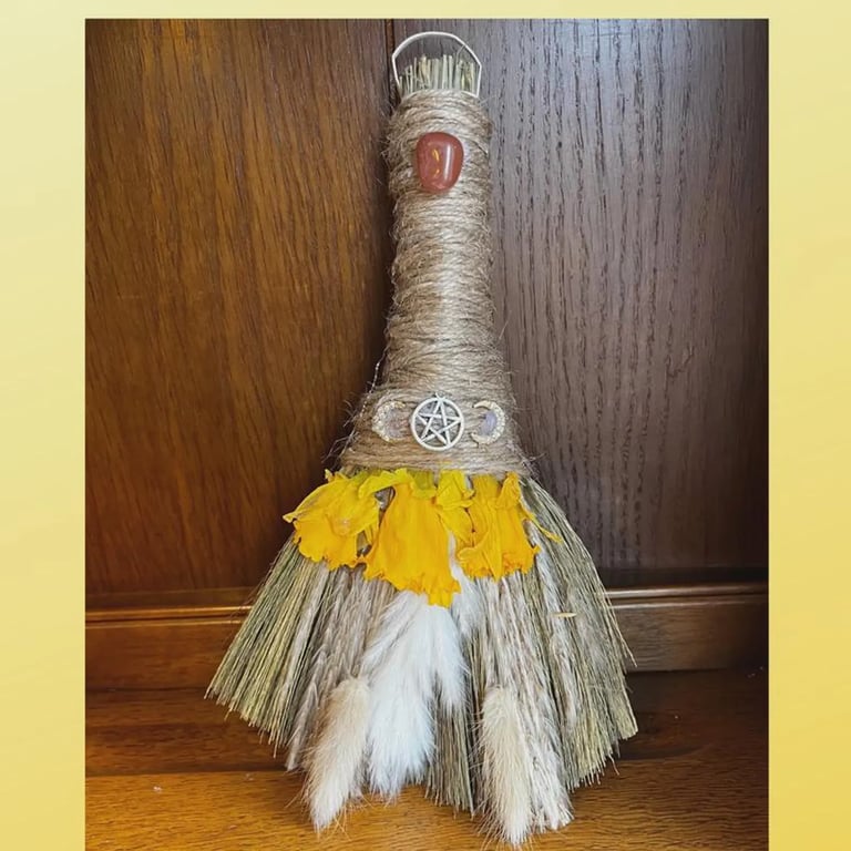 Altar Besom Broom Crystal Gemstone Wiccan Pagan Altar Decor Witch Witchy Gothic