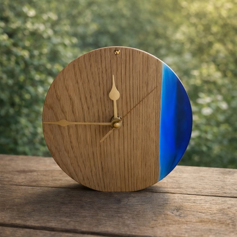 Unique wood and resin clock 