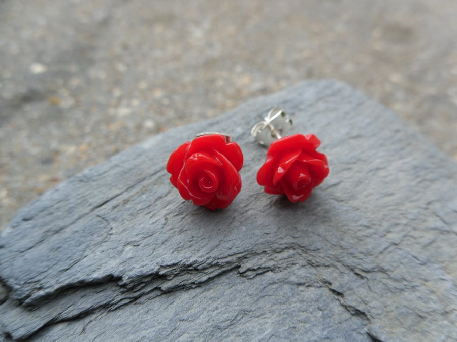 Red Rose Surgical Steel Studs