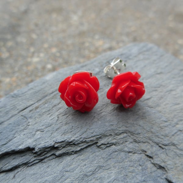 Red Rose Surgical Steel Studs