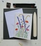 Unique Hand Drawn & Painted Floral Greetings Card with Envelope - Blank inside - Image 3