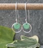 Green enamel dangle earrings, silver earrings