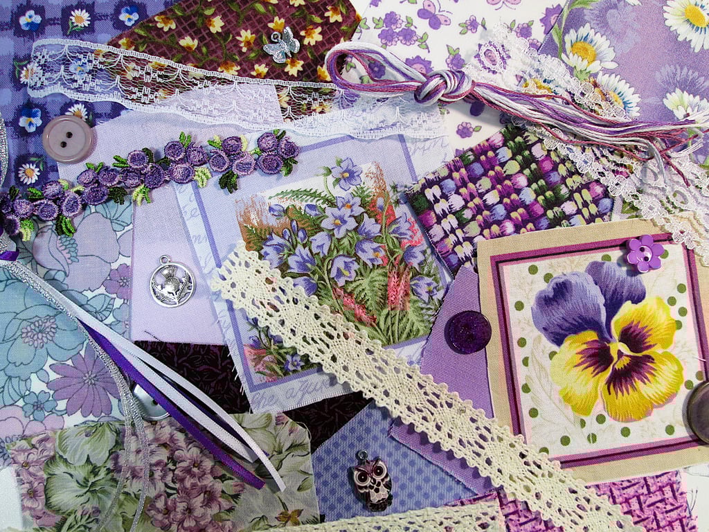 Mini purple and lilac slow stitching or junk journal kit for a beginner