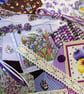 Mini purple and lilac slow stitching or junk journal kit for a beginner