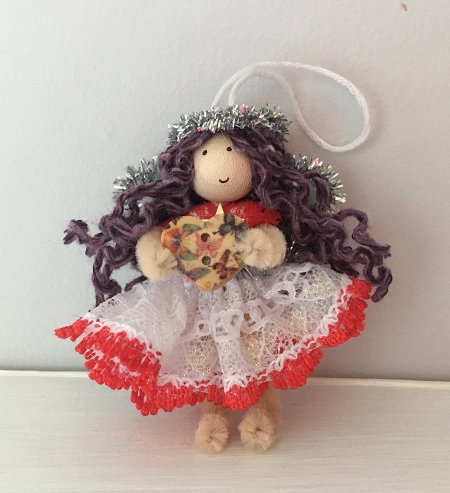 Tiny Valentine Purple Fairy Hanging Decoration