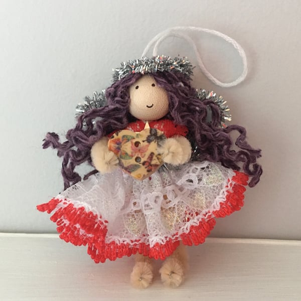 Tiny Valentine Purple Fairy Hanging Decoration