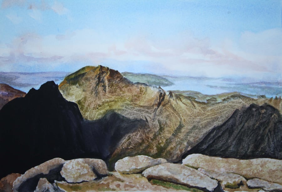 View from Goat Fell, Isle of Arran, Original Watercolour