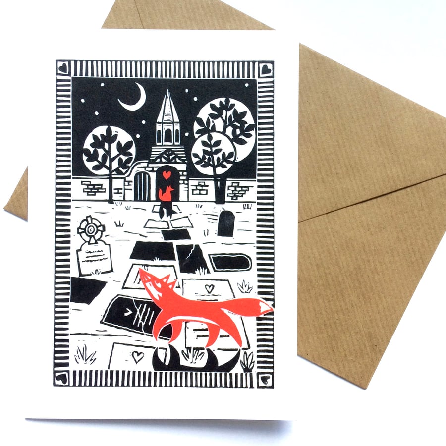 'Meet Me At The Cemetery Gates' foxes card