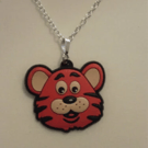 Soft Plastic Tiger Charm on a 20" silver plated necklace Hand made
