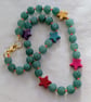 Green aventurine and multicoloured howlite star knotted cord necklace  - Image 10