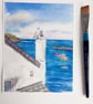 Small original watercolour painting, Watching Over Port Isaac - Image 3