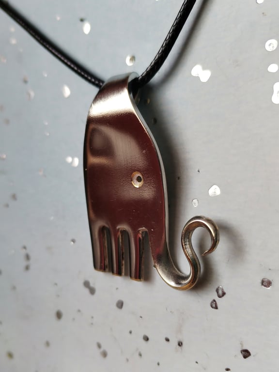 Handmade silver plated Elephant fork pendant necklace. 