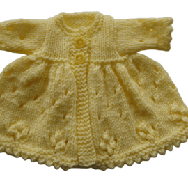Hand Knitted Yellow Cardigan For Doll Or Prem Baby (A19)