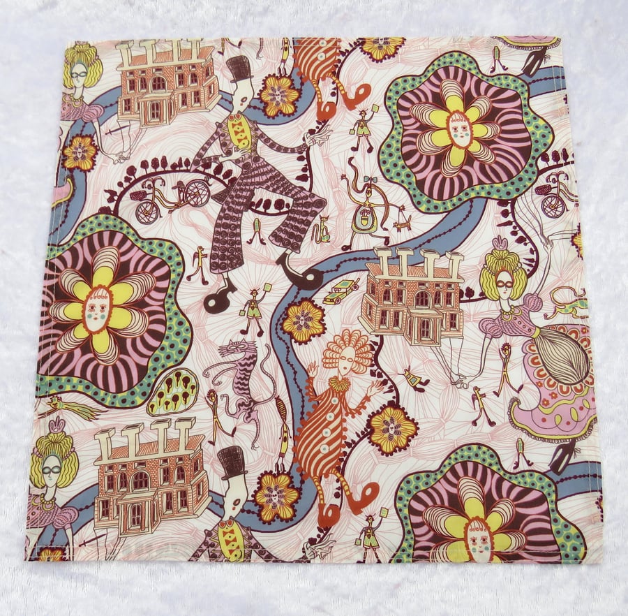 Liberty Tana Lawn handkerchief, ladies handkerchief, Delusions of Grandeur