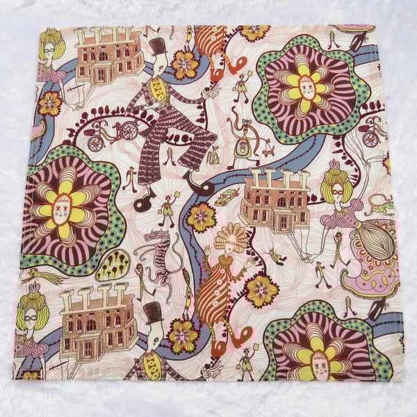 Liberty Tana Lawn handkerchief, ladies handkerchief, Delusions of Grandeur