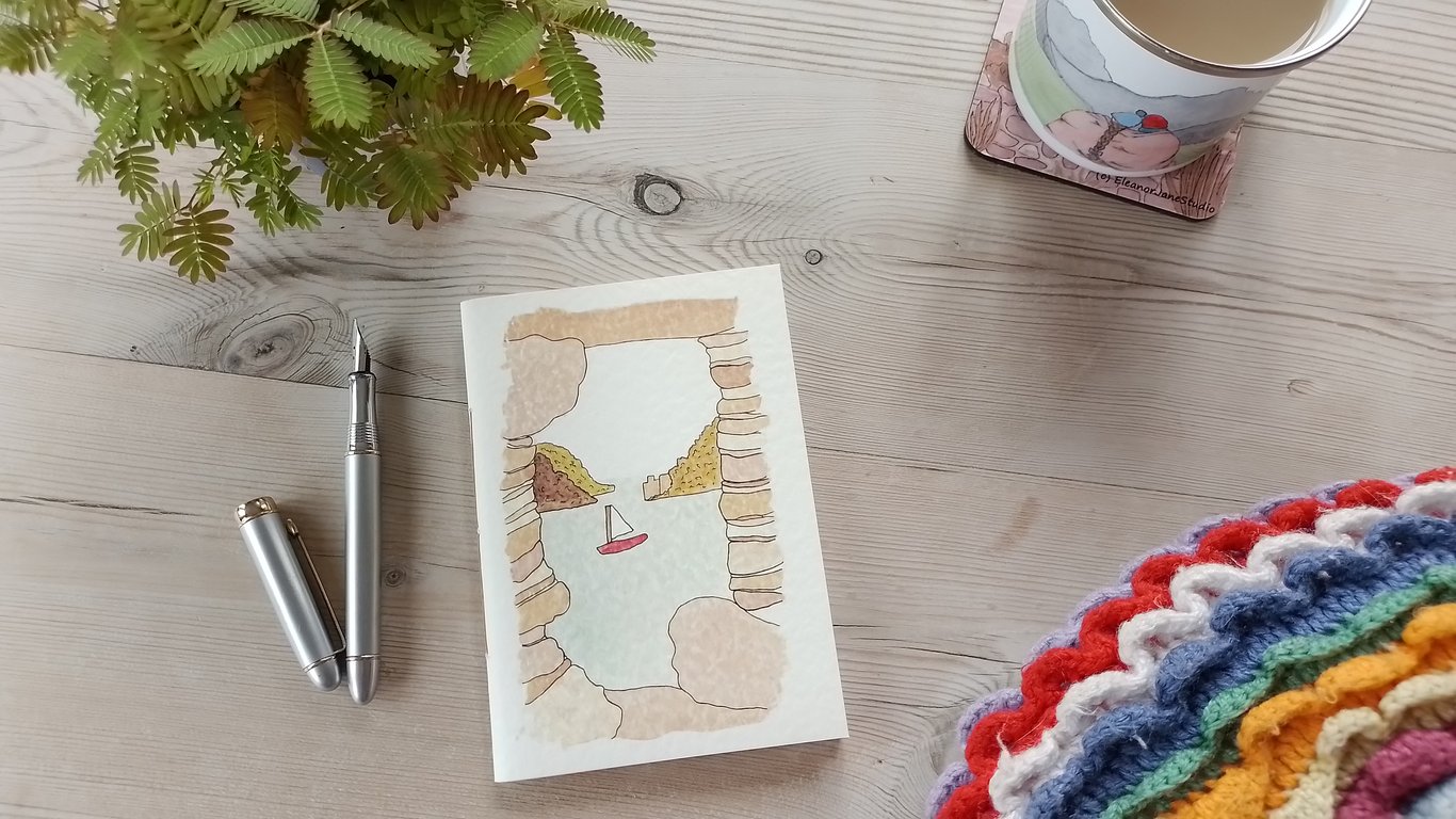 Hand Sewn Notebook with Original Sea View Design
