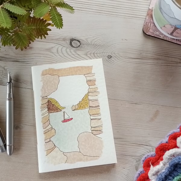 Hand Sewn Notebook with Original Sea View Design