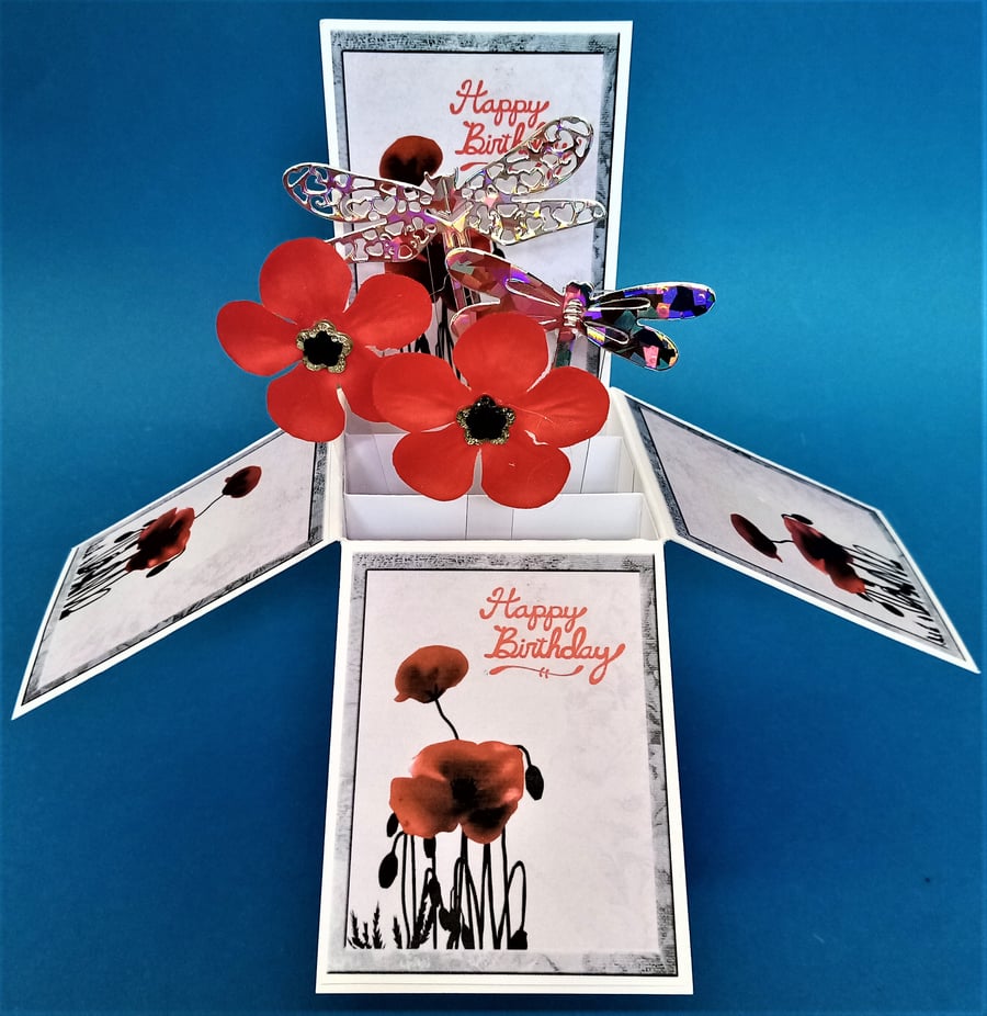 Ladies Birthday Card with Poppies