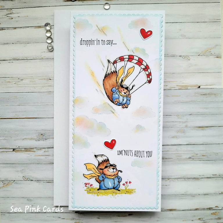 Squirrel Valentine Card - handcrafted funny valentine, anniversary, birthday