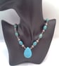 Turquoise and Metal Spacer Beaded Rosary Style Necklace, Gift for Her, Necklace - Image 10