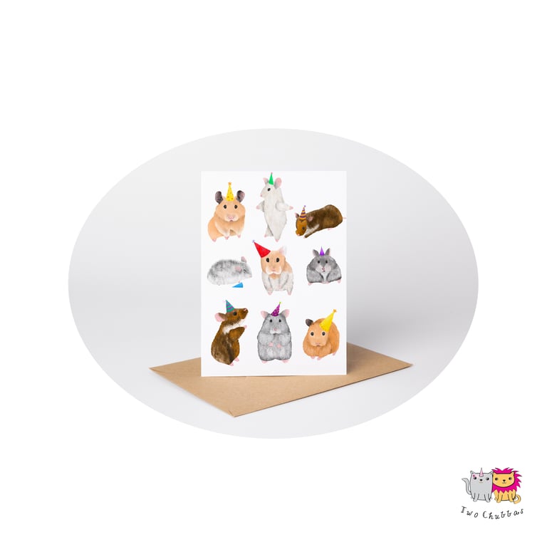 Hamster Birthday Card, A6 Birthday Card, Cute Animal Birthday Card