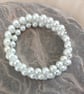 White Faux Pearl and Seed Bead Memory Wire Bracelet, B31 - Image 3