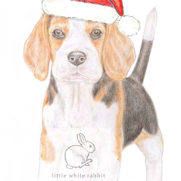 Betty the Beagle - Christmas Hat Card