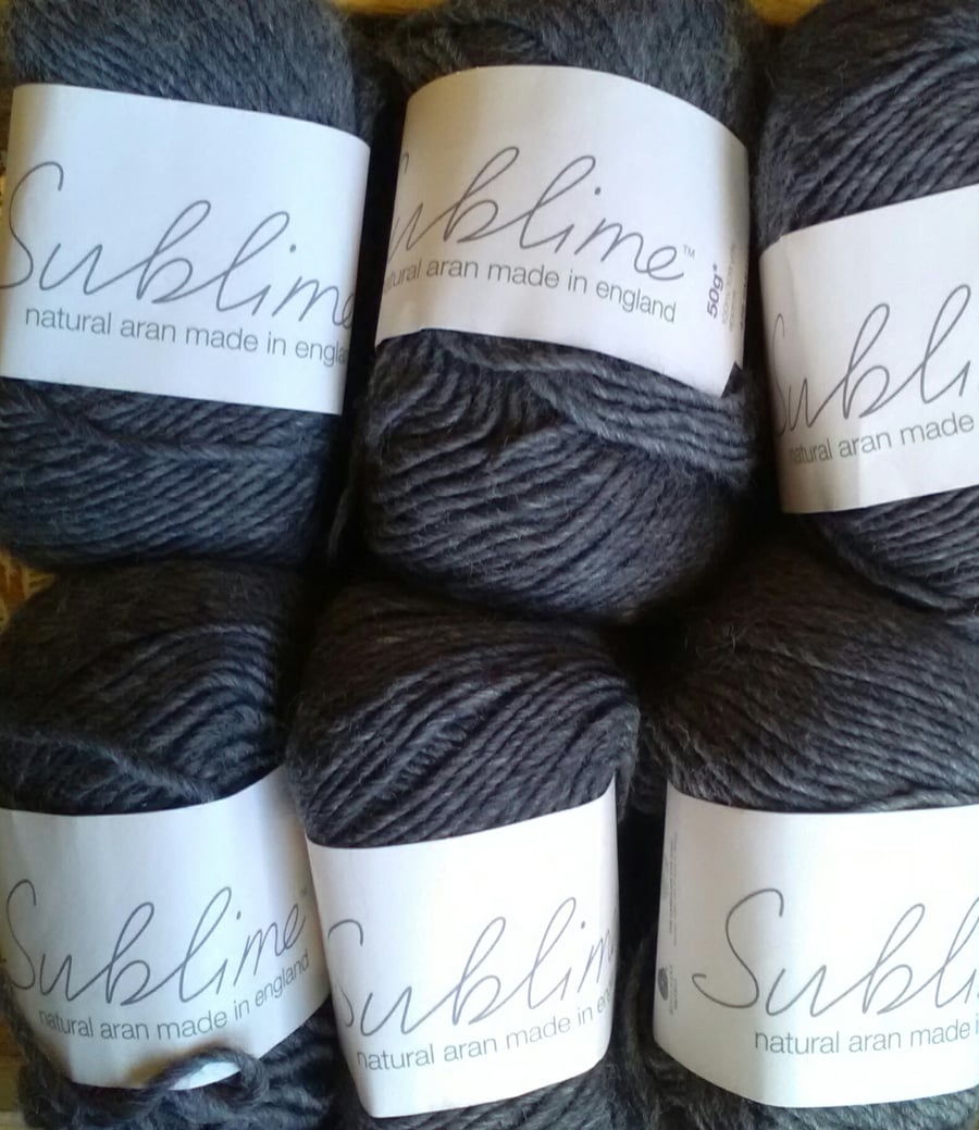 50g SUBLIME NATURAL ARAN Smithy dark grey