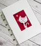 White Cat Valentine Love Hearts Original Painting - Mini Artwork 55mm x 84mm - Image 4