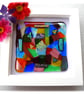 Patchwork Abstract Fused Glass Picture Box Framed - Image 3