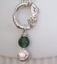 Green moss agate silver leaf necklace, recycled sterling silver pendant necklace - Image 3