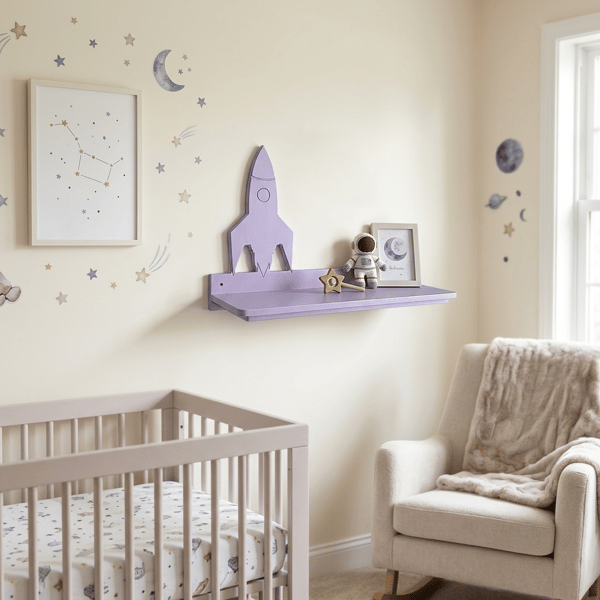 Rocket Wall Shelf – Space Themed Kids Room Decor