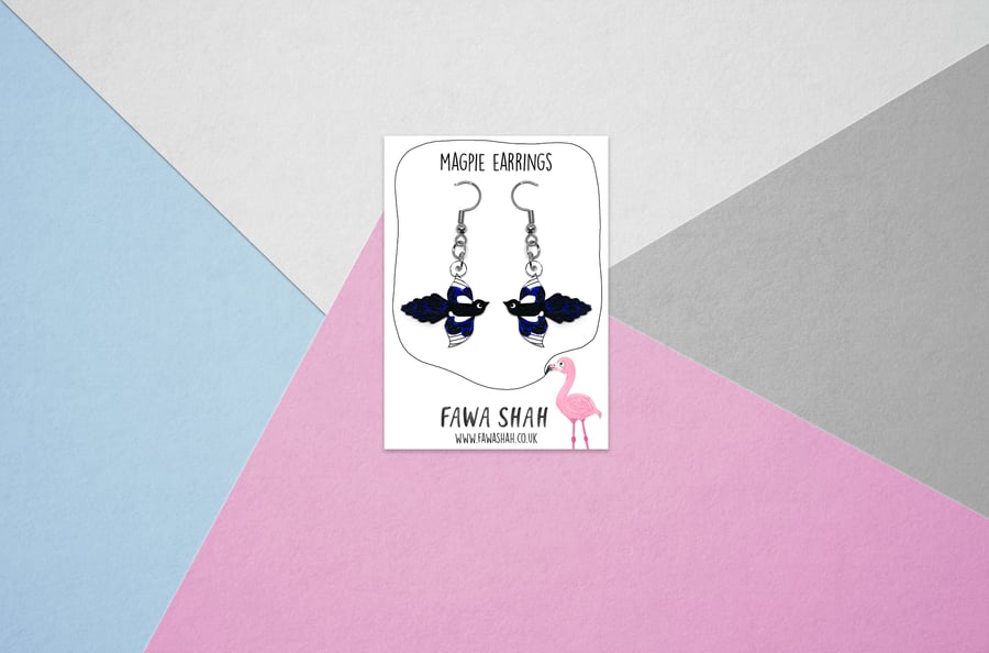 Magpie Drop Earrings - Handmade