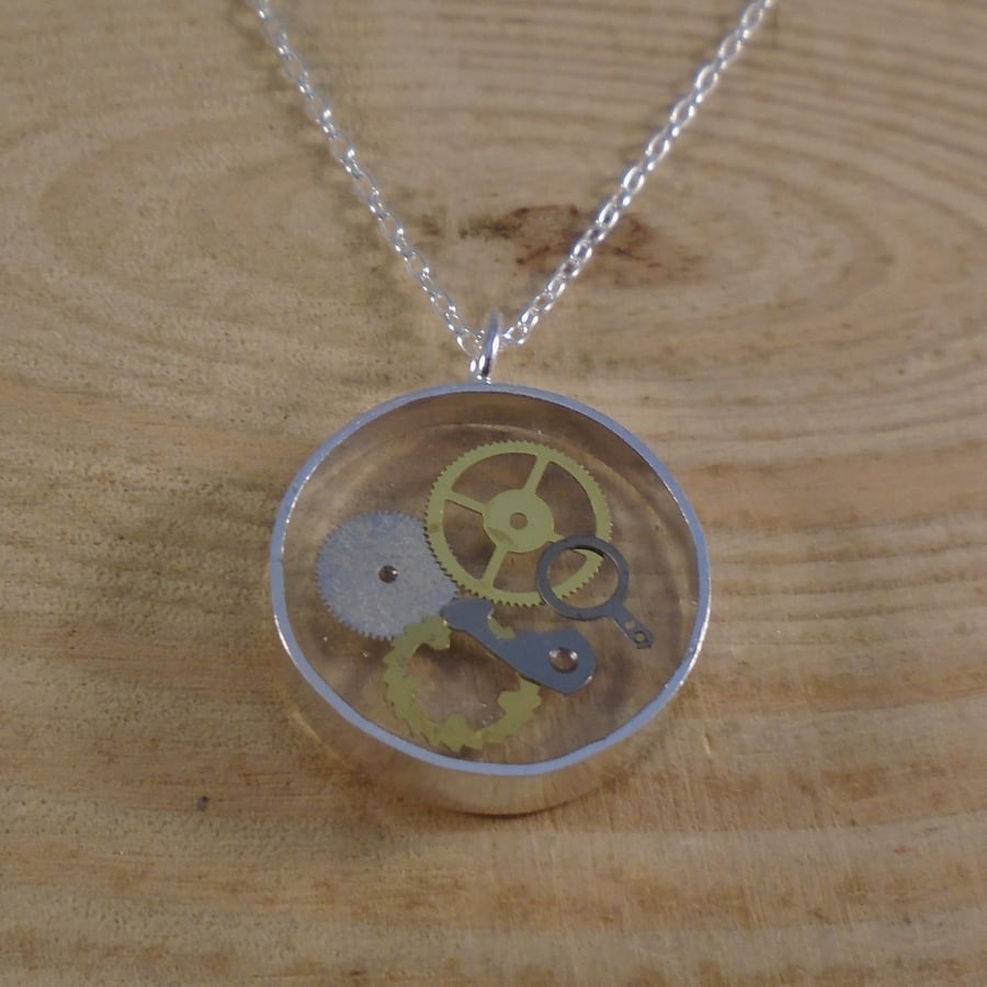 Sterling Silver Cogs Necklace