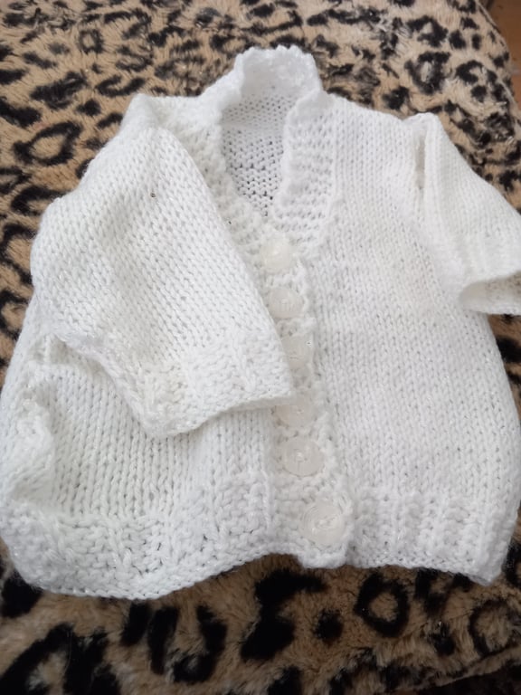 White cardigan babywear childs v necked jacket