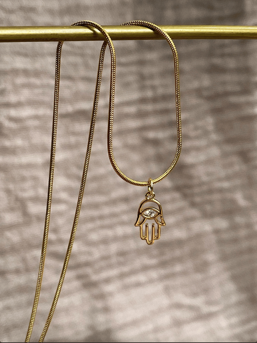 Hamsa gold yoga necklace, gold layered necklace for women, gift for her