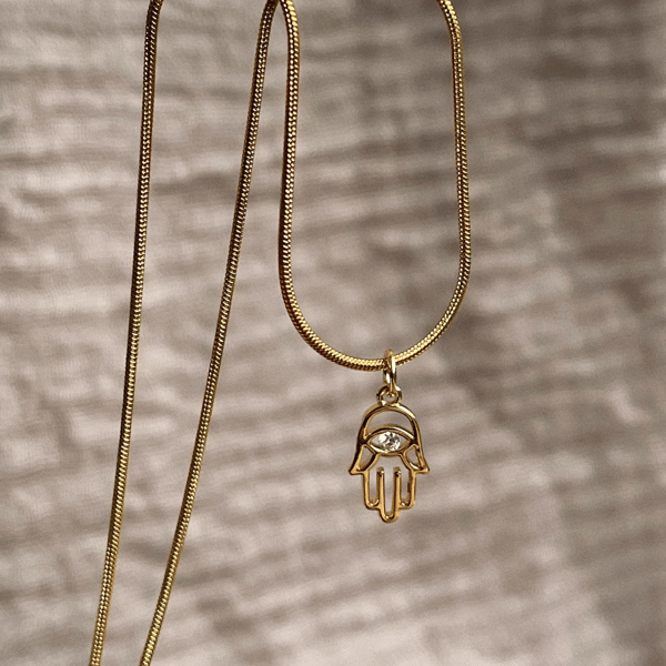 Hamsa gold yoga necklace, gold layered necklace for women, gift for her