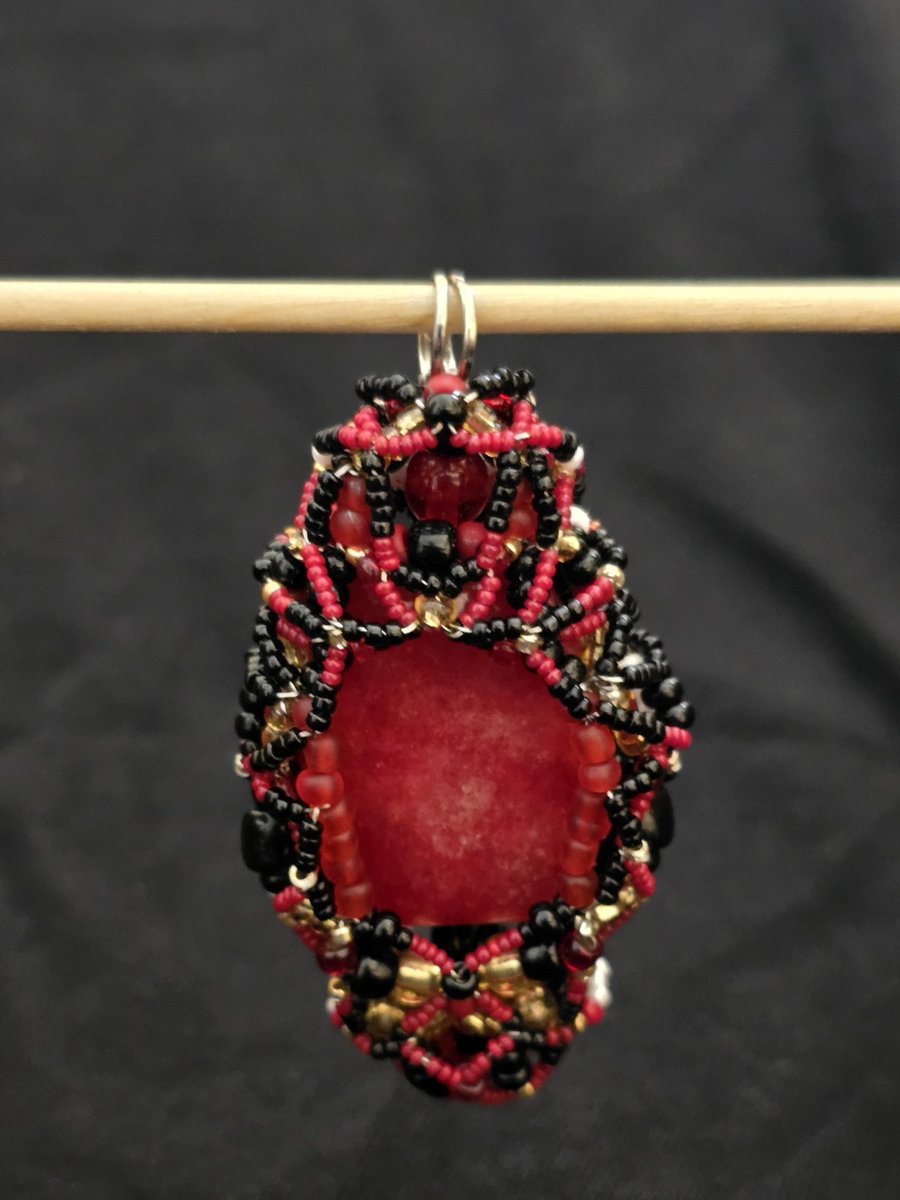 Red Antique Faceted Glass Double Sided Pendant