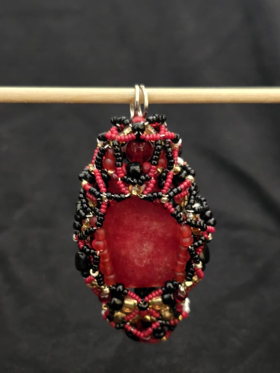 Red Antique Faceted Glass Double Sided Pendant