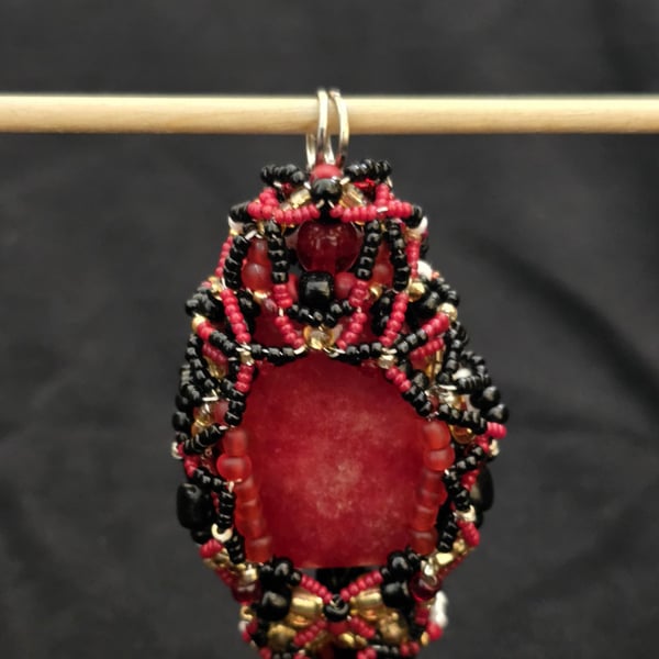Red Antique Faceted Glass Double Sided Pendant