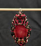 Red Antique Faceted Glass Double Sided Pendant