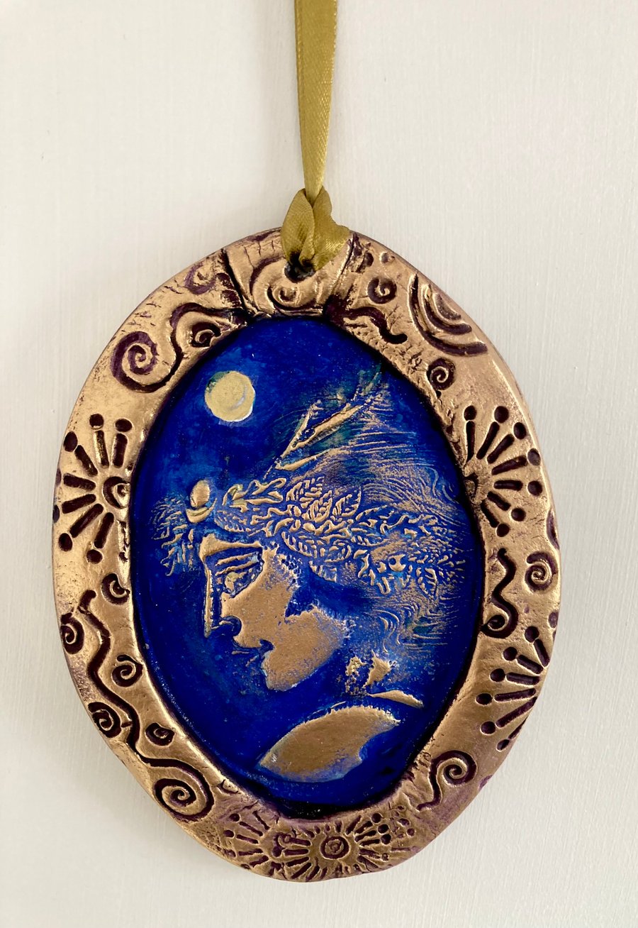 Goddess Cameo Handmade Clay Hanging Decoration Antique Effect