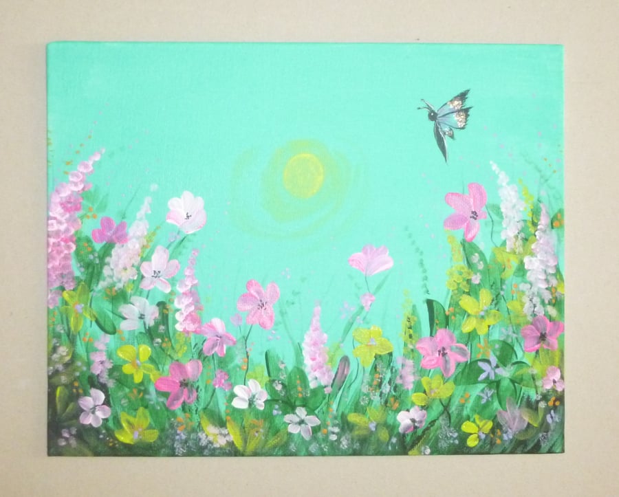 original art acrylic fantasy garden painting ( ref FA 284 K1 )
