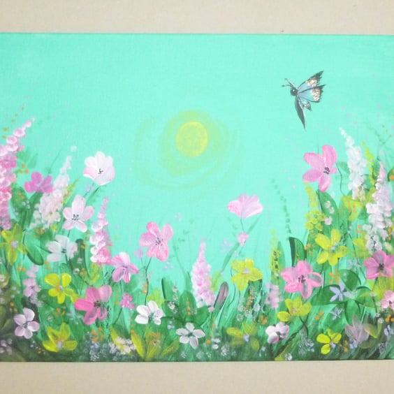 original art acrylic fantasy garden painting ( ref FA 284 K1 )