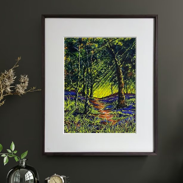 Moss Valley Bluebell Woods in Derbyshire, England - Fine Art Print - Unframed