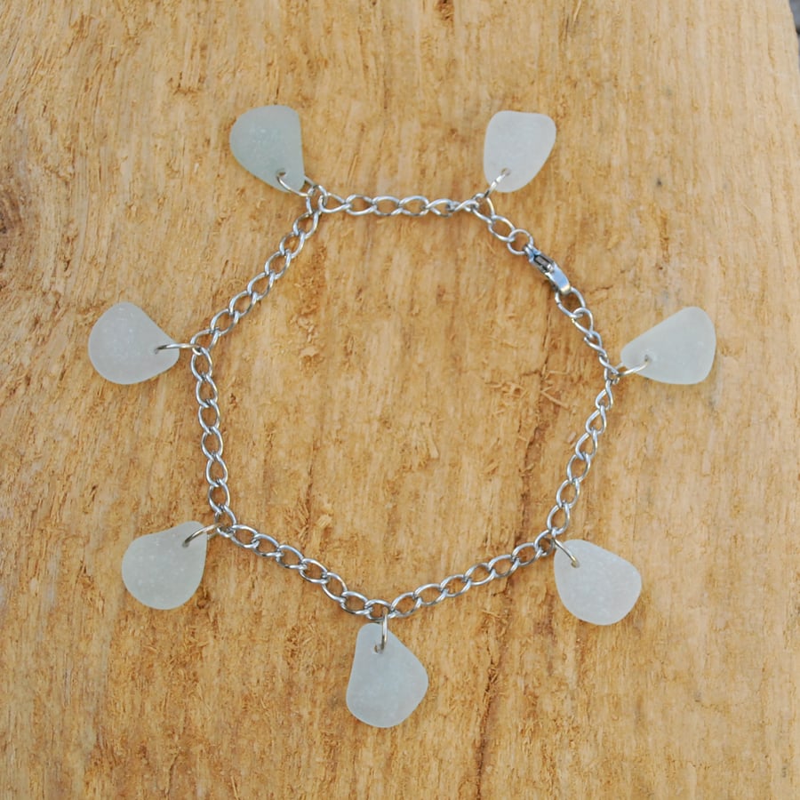 Sea foam sea glass bracelet