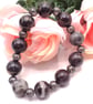 Men's Black Grey Marbled Stone and Gunmetal Spacer Bracelet, Men's Bracelet - Image 3