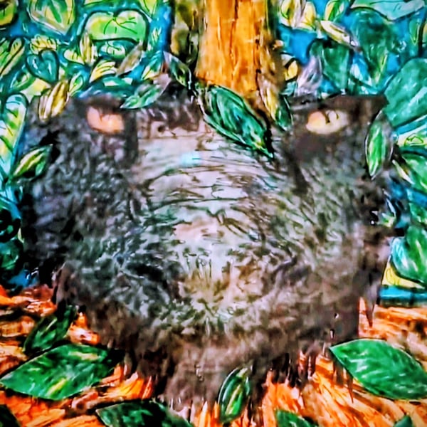 Dragon Duo: small canvas of earth dragon and dragon touching stone card