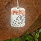Handmade Sterling Silver 925 & Copper Stamped Pendant Necklace & Chain 